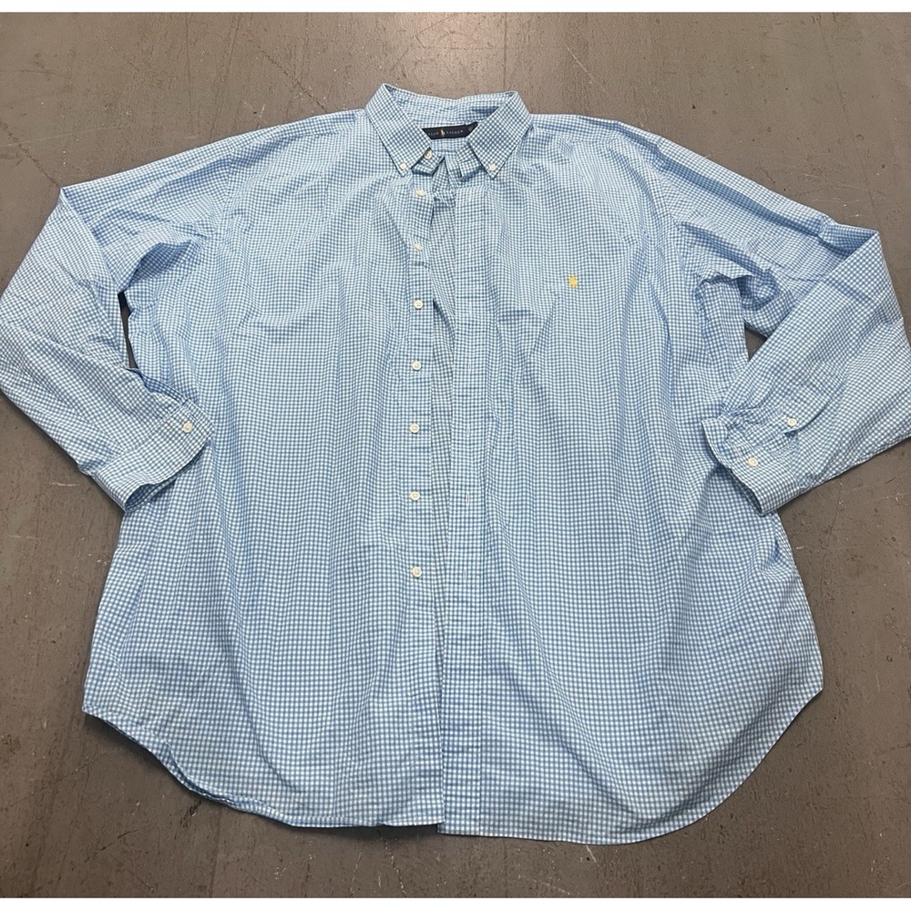Polo Ralph Lauren Men's L Long Sleeve Classic Button Down Size 3XLT Aqua/White